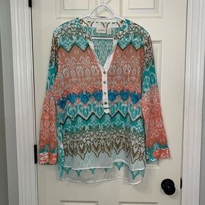 Chico’s Sheer Batik Tunic Blouse‎